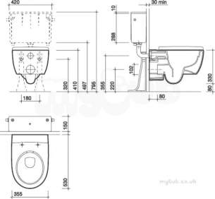 Twyfords Luxury -  3d Rimfree Wall Hung Toilet Pan 3d1798wh