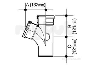 Hepworth Soil and Rainwater -  3 Inch 45deg Branch Spigot Tail S27/3-g