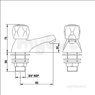 Eastbrook Brassware -  Eastbtook 4.5172 Solo Bath Taps Chrome