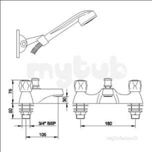 Eastbrook Brassware -  Eastbrook 4.5174 Solo Bath Shower Mixer Ch