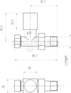 Eastbrook Sundries -  4.5385 Square Straight Radiator Valves Ch