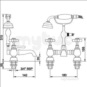 Eastbrook Brassware -  Eastbrook Beaumont 3/4 Inch Deck Bsm Ch