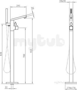 Eastbrook Brassware -  Kubix Freestanding Thermostatic Bsm Ch