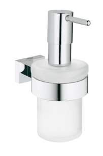 Grohe Tec Brassware -  Grohe Essentials Cube Soap Dispenser With Holder 40756001