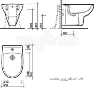 Twyford Mid Market Ware -  Twyford Refresh Re3411sc Wall Hung Bidet Sc Re3411sc