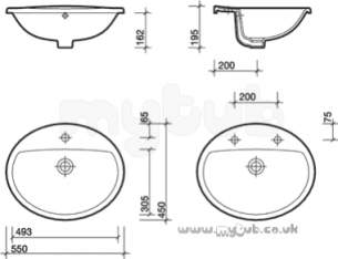 Twyford Mid Market Ware -  Twyford Refresh Re4561 550 One Tap Hole Van Bas Sc Re4561sc