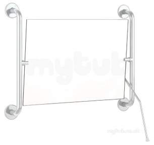 Delabie Accessories and Miscellaneous -  Delabie Adjustable Mirror Plus Handle 420x600 White Epoxy St Steel