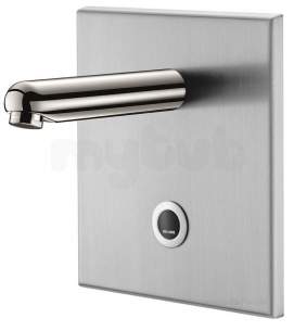 Delabie Basin Taps -  Delabie Tempomatic Rec Basin Tap /st Steel Plate 230/12v Spout L170