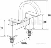 Francis Pegler Brassware -  Marina Two Tap Holes Deck Bath Filler Chrome Plated 4g3126