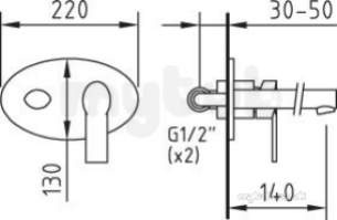 Francis Pegler Brassware -  Mikura Wall Mtd Basin Mixer Chrome Plated 4g3136