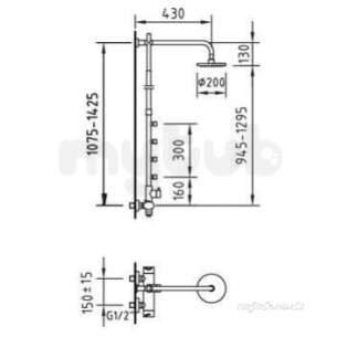 Francis Pegler Brassware -  Mikura Bar Shower And Rigid Riser And Jets