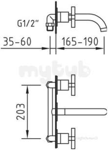 Francis Pegler Brassware -  Morea Wall Mtd 3 Hole Basin Mixer
