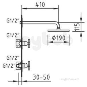 Francis Pegler Brassware -  Morea Conc Therm Shower Vlv And Head