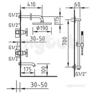 Francis Pegler Brassware -  Morea Conc Bath And Shower Valve With Div