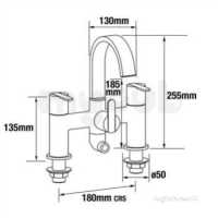 Francis Pegler Brassware -  Strata Two Tap Holes Deck Bath/shower Mixer