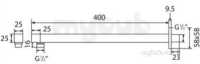 Francis Pegler Brassware -  Waterfall 400mm Square Shower Arm