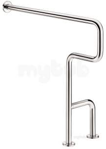 Delabie Grab and Hand Rails -  Delabie Floor To Wall Support Rail (left) 32 Stainless Steel Satin