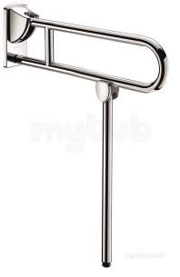 Delabie Grab and Hand Rails -  Delabie Drop-down Rail With Leg 32 L650 Polished Stainless Steel