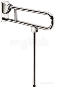 Delabie Grab and Hand Rails -  Delabie Drop-down Rail With Leg 32 L650 Stainless Steel Satin