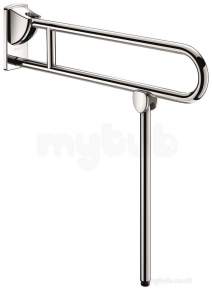 Delabie Grab and Hand Rails -  Delabie Drop-down Rail With Leg 32 L850 Polished Stainless Steel