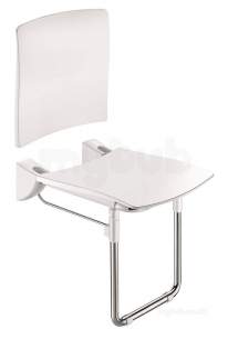 Delabie Showers -  Delabie Lift-up Comfort Shower Seat Plus Backrest Plus Stainless Steel Leg