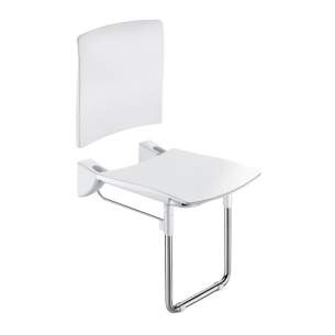 Delabie Showers -  Delabie Lift-up Comfort Shower Seat Plus Backrest Plus Leg St Steel Satin