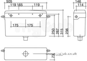 Twyfords Commercial Sanitaryware -  Twyford Cx9514 P/b Concealed Cistern 4ltr Chrome Plated Cx9514xx