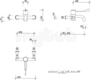 Twyfords Commercial Sanitaryware -  Sola Sf1015 Wall Mounted Tmv3 Therm Seq Basin Mixer Sf1015cp