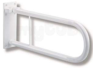 Delabie Grab and Hand Rails -  Delabie Drop-down Support Rail 33.7 L650 White Epoxy St Steel