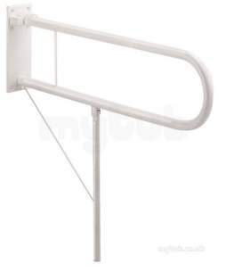 Delabie Grab and Hand Rails -  Delabie Drop-down Rail With Leg 33.7 L850 White Epoxy St Steel