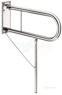 Delabie Grab and Hand Rails -  Delabie Drop-down Rail With Leg 33.7 L850 Polished Stainless Steel