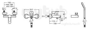 Roca Brassware -  L20 Wall Mtd Bath Shower Mixer And Kit Chrome