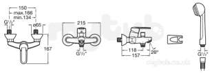 Roca Brassware -  V2 Wall Mounted Bath/shower Mixer Plus Kit Chr