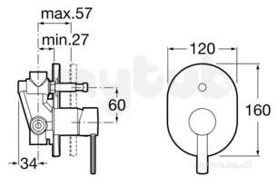 Roca Brassware -  L20 Built In Bath Shower Mixer Chrome