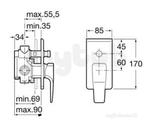 Roca Brassware -  Thesis Built In Bath And Shower Mixer Chr
