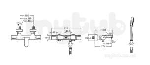 Roca Brassware -  T1000 Wall Mounted Bath Shwr Mxr Chrome