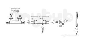 Roca Brassware -  T1000 Wall Mounted Shower Mixer Chrome