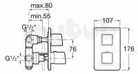 Roca Brassware -  Thesis-t Built-in Bath-shower Mixer Chr