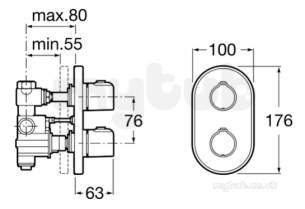 Roca Brassware -  V2 Built-in Thermostatic Shower Mixer Chr