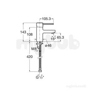 Roca Brassware -  Targa Smooth Body Basin Mixer No Puw Chr