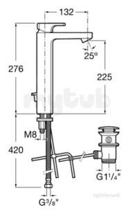 Roca Brassware -  L90 Ext Basin Mixer Plus Puw Chrome