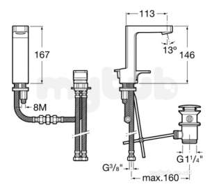 Roca Brassware -  L90 Deck Handle Basin Mixer Plus Puw Chrome