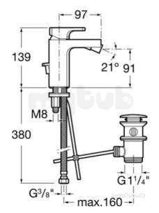 Roca Brassware -  L90 Top Handle Bidet Mixer Plus Puw Chrome