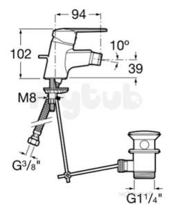 Roca Brassware -  V2 Bidet Mixer With Puw Chrome 5a6025c00
