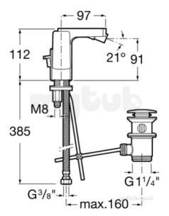Roca Brassware -  L90 Side Handle Bidet Mixer Plus Puw Chrome