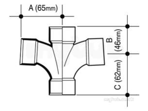 Osma Above Ground Drainage -  5z230 40mm Cross Tee 87.5 Deg Black Abs