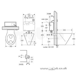 Armitage Shanks Commercial Sanitaryware -  Armitage Shanks Perth2 Btw Bwl Hp Pol S/s No Seat Holes S3439my