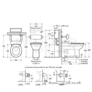 Armitage Shanks Commercial Sanitaryware -  Armitage Shanks Contour 21 Btw Pan 46cm Hi White 75 Proj S305301