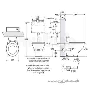 Armitage Shanks Commercial Sanitaryware -  Armitage Shanks Cree S343501 Btw P Trap Wc Pan Wh