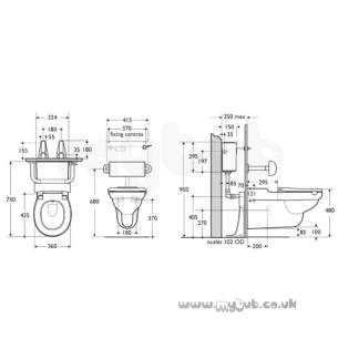 Armitage Shanks Commercial Sanitaryware -  Armitage Shanks Contour 21 W/h Pan White 75 Proj S305201